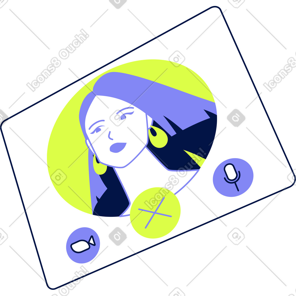 Glow スタイルの 女性とのオンライン通話窓口 のイラストをPNG、SVG形式でダウンロード