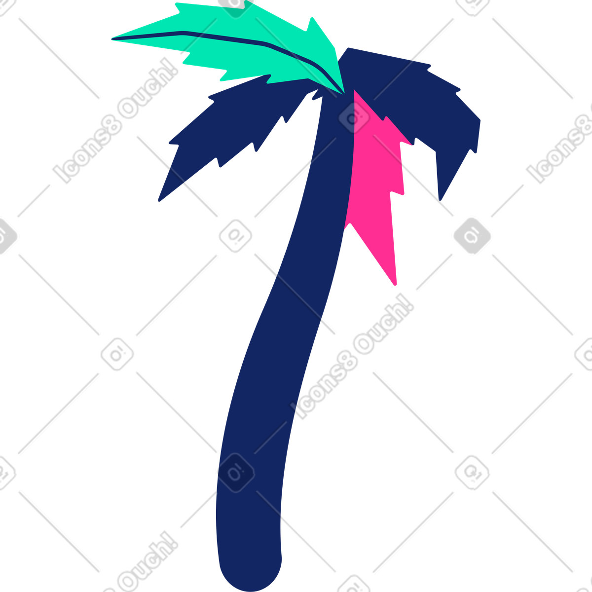 Palm tree illustration in Cyborg style download in PNG, SVG