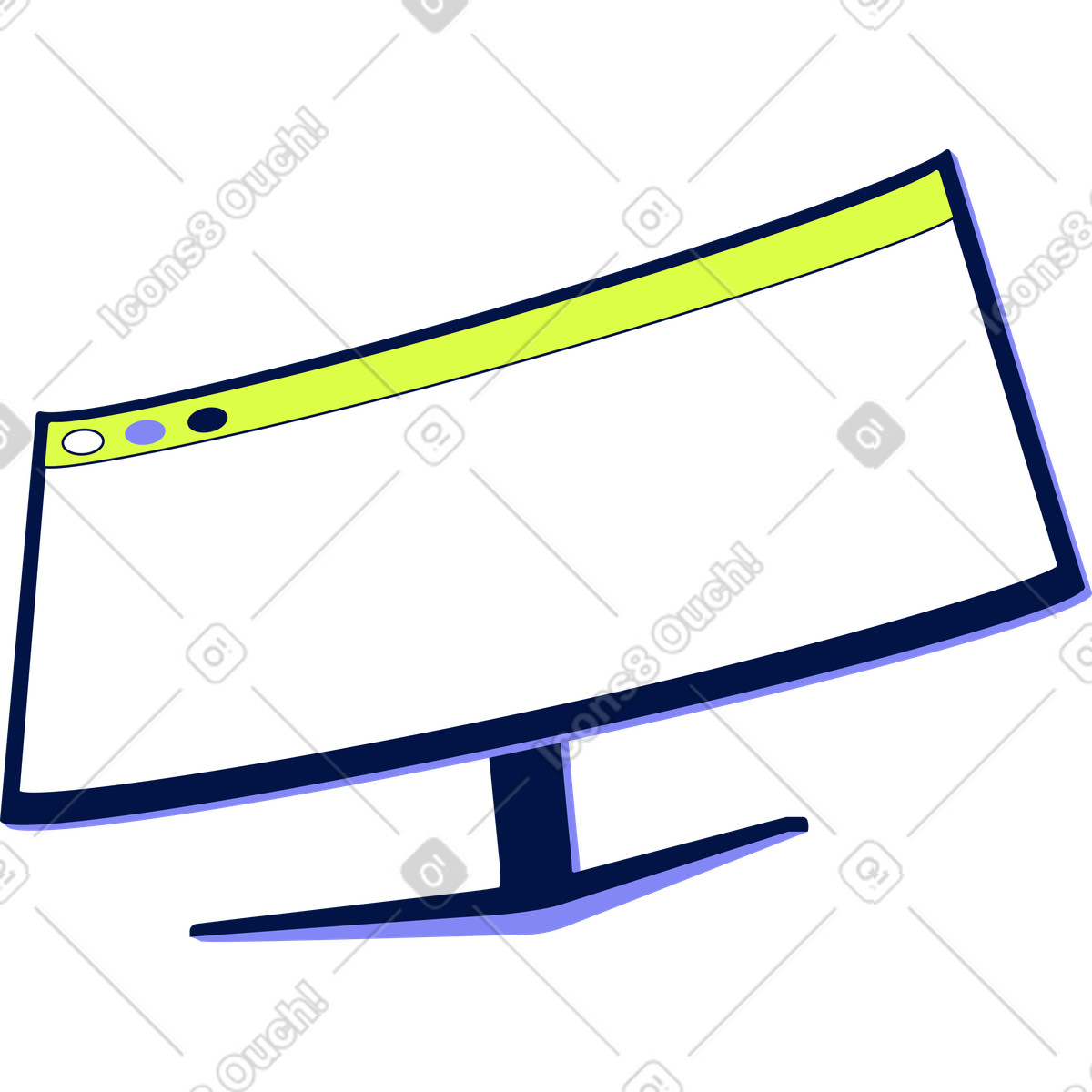 Gebogener monitor-Illustration im Glow-Stil als Download in PNG, SVG