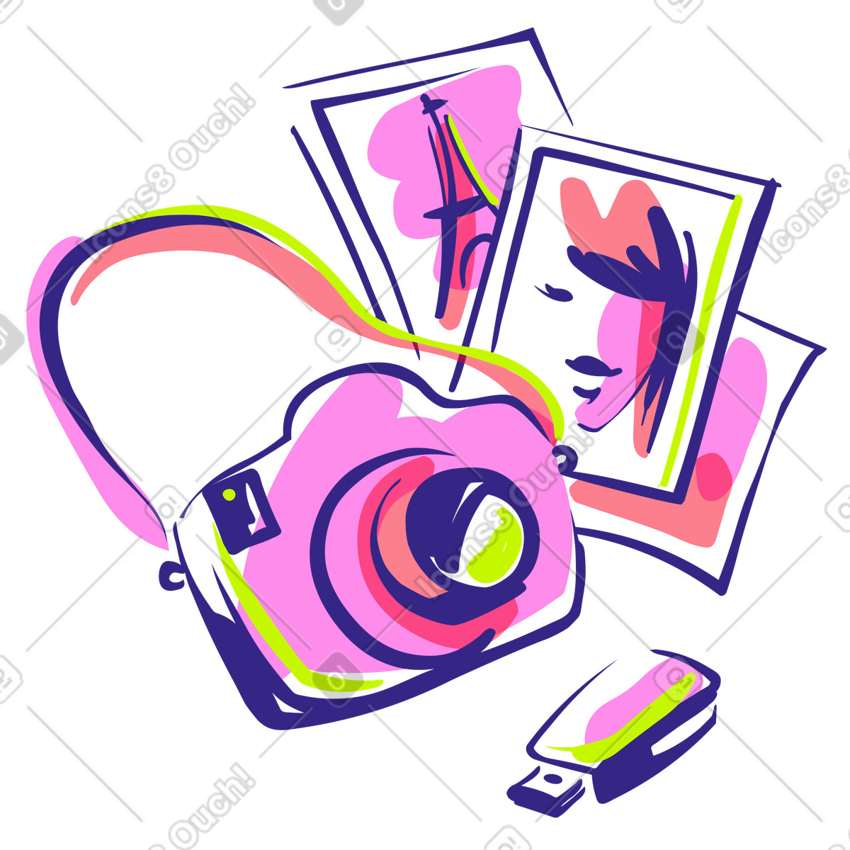 Иллюстрация Travel photos, camera and usb drive в стиле Glam — скачать в форматах PNG, SVG