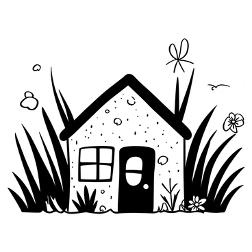 A miniature house made entirely of cork, nestled among tall grass