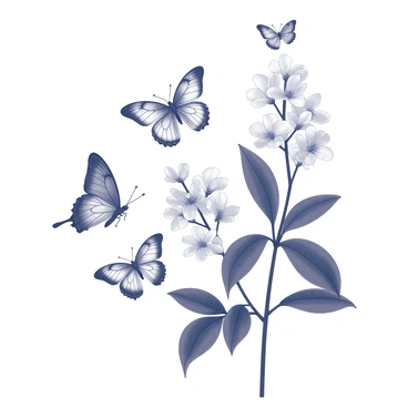 A collection of butterflies in various sizes and shapes is fluttering around the blossoms of a rubber tree. The butterflies are actively moving, showcasing their delicate wings as they hover near the clusters of flowers. The rubber tree has large, glossy leaves, and the blossoms are prominently displayed among them. The scene captures the natural interaction between the butterflies and the tree, emphasizing the vibrant activity in this environment.