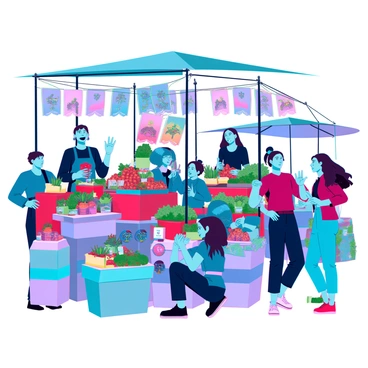 A bustling market with vendors shouting and customers bargaining in a frenzy