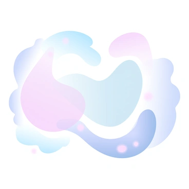 A series of abstract forms representing breast anatomy is arranged in a visually striking manner. The composition features soft curves and flowing lines that suggest the three-dimensional shapes. Gradient pastel colors are used to create a gentle transition between shades, enhancing the sense of depth and softness. Each form interacts with the others, creating a harmonious balance within the layout. The background is a subtle blend of light colors that further emphasizes the abstract representation.