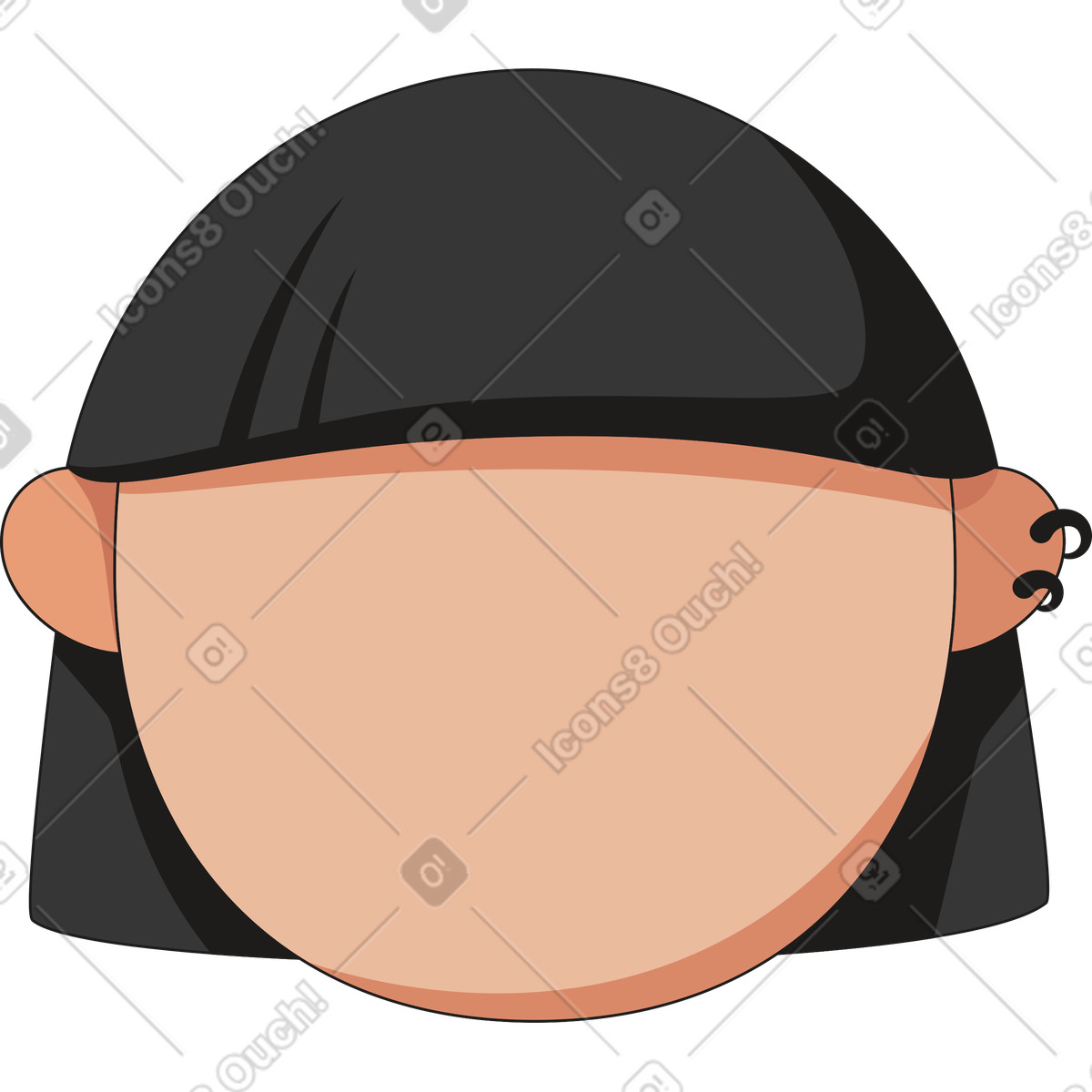 Illustration Visage avec coupe de cheveux bob dans le style Moji à télécharger aux formats PNG, SVG