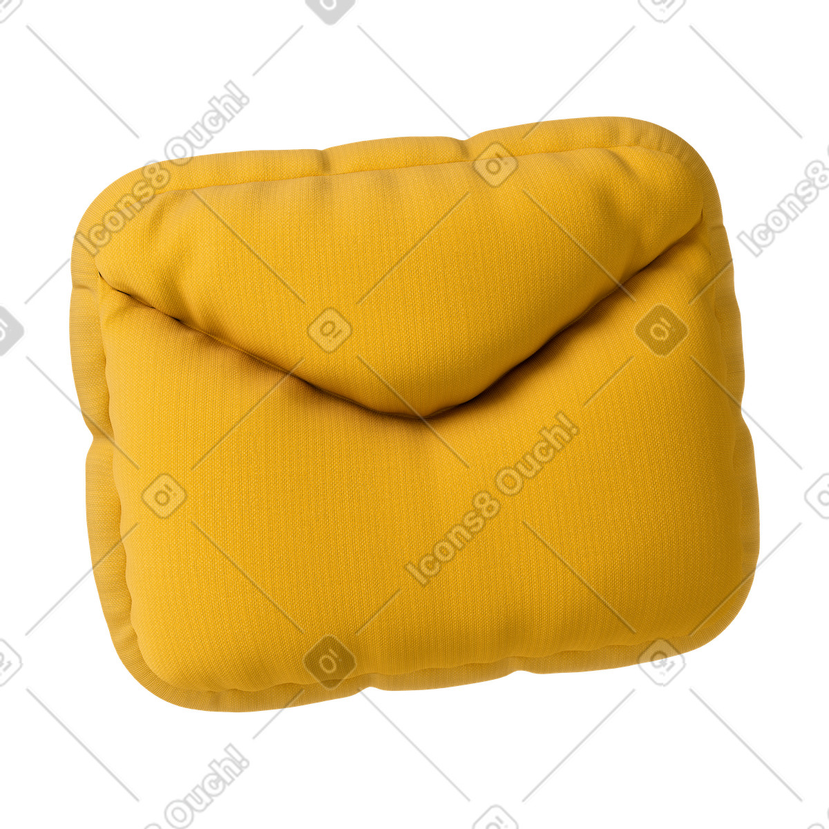 Gelbes kissen in form eines e-mail-umschlags-Illustration im 3D Plush icons-Stil als Download PNG, SVG