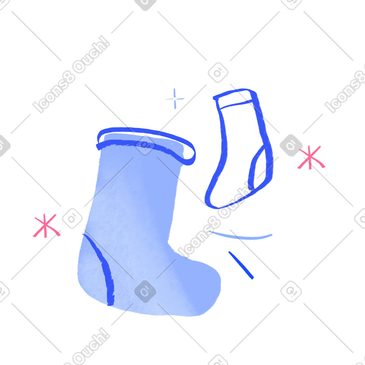 Two christmas socks illustration in Quirky style download in PNG, SVG