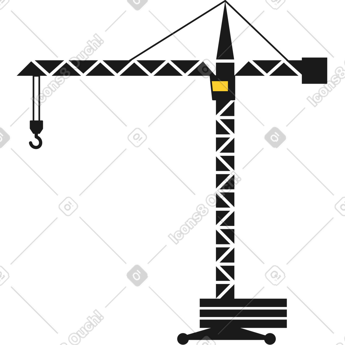 Crane illustration depicting construction work clipart image in PNG, SVG, GIF