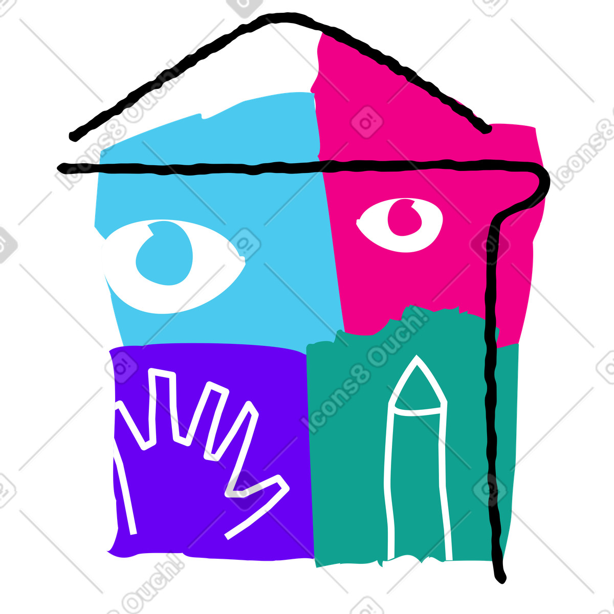 Ilustração de Escola em no estilo Puzzle para baixar em PNG, SVG