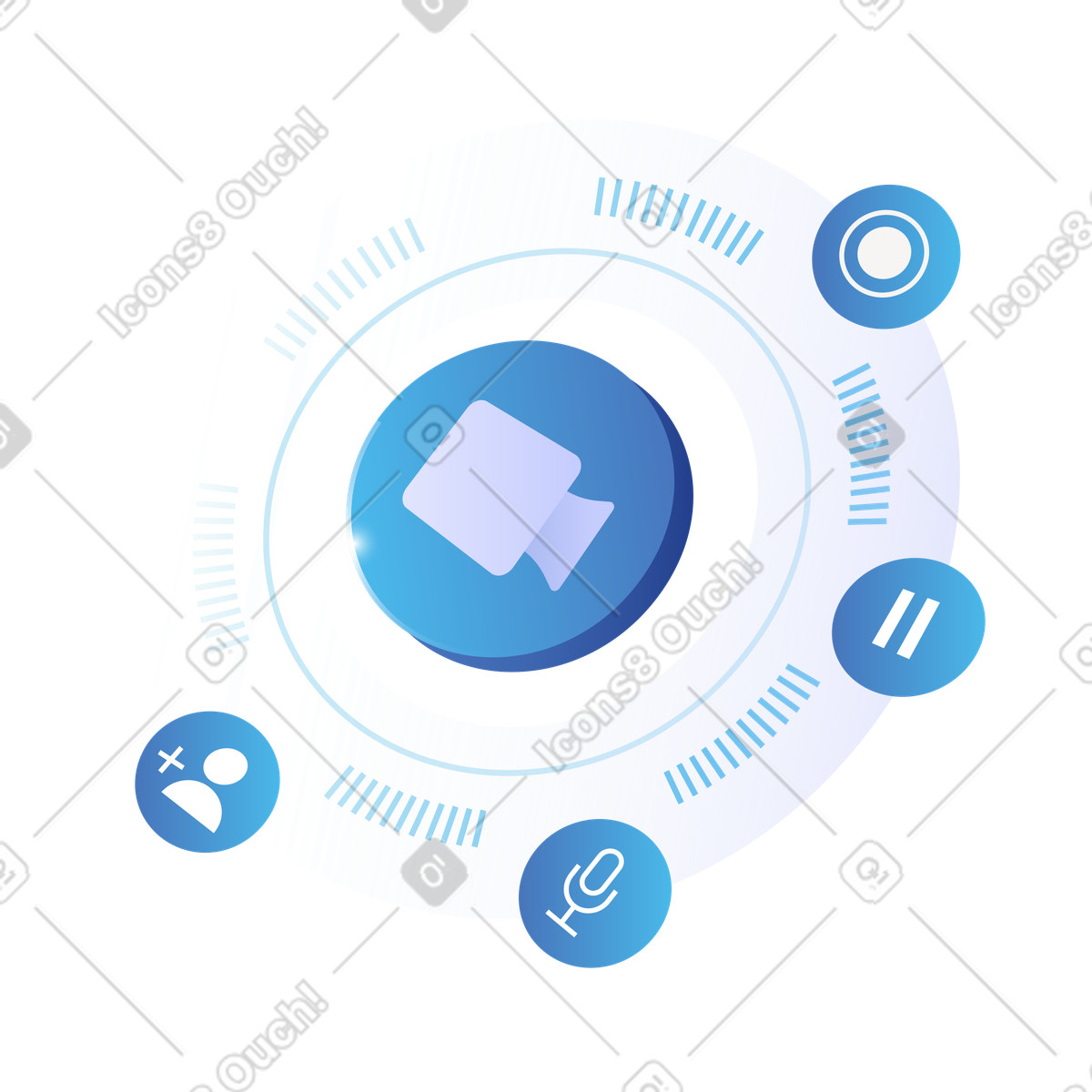 Sistema di chiamata online intelligente, controlli circolari per videoconferenze illustration in PNG, SVG