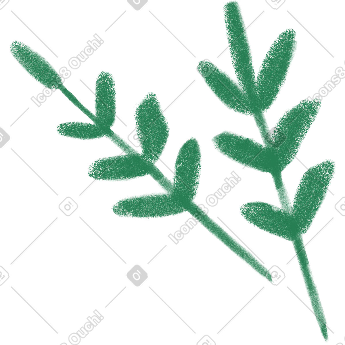 Ilustración Two green sprigs en estilo Doodle a descargar en PNG y SVG