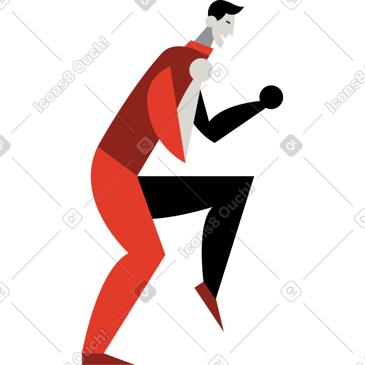Person in dynamic action pose with raised leg illustrazione stile Burgundy scarica PNG, SVG