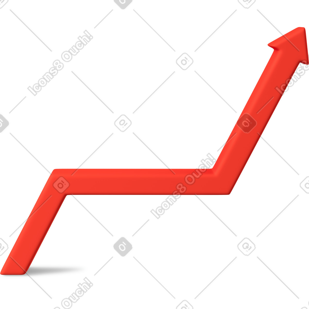Red increase arrow illustration in 3D Business style download in PNG, SVG