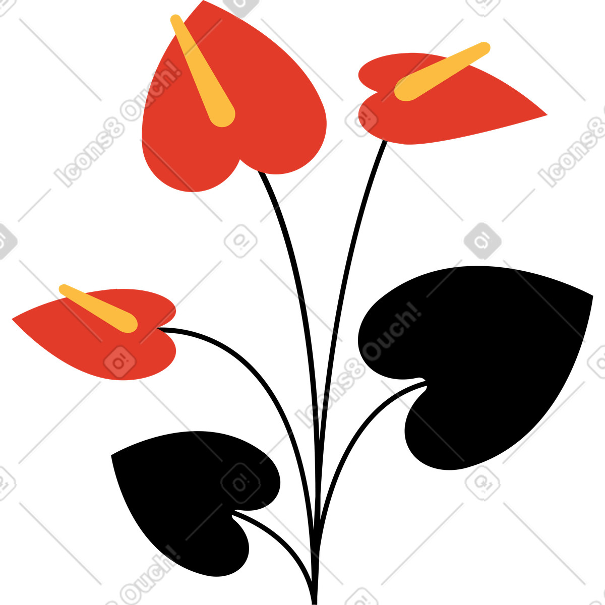 Burgundy スタイルの 花 のイラストをPNG、SVG形式でダウンロード