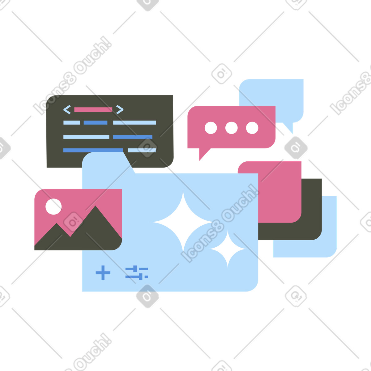 Arbeiten mit hilfe von künstlicher intelligenz-Illustration im Vector-Stil als Download in PNG, SVG