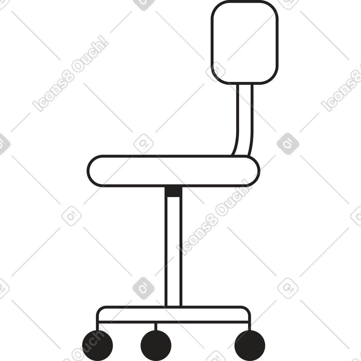 Ergonomic desk chair with padded seat and rolling base illustration in Dazzle Line style download in PNG, SVG
