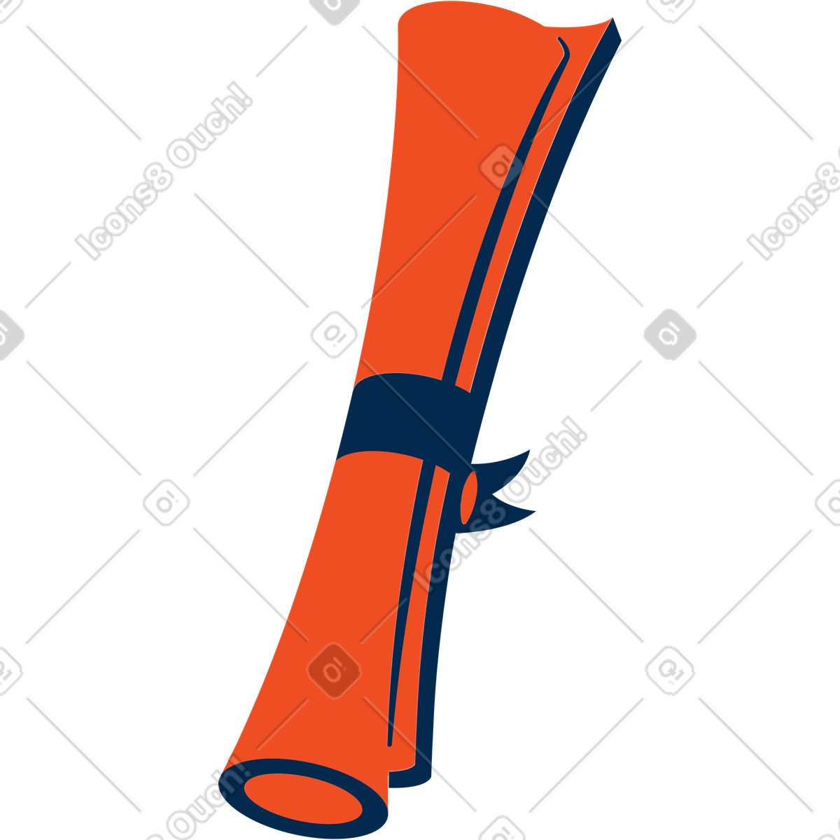 Ilustración Diploma de graduación scroll en estilo Flame a descargar en PNG y SVG