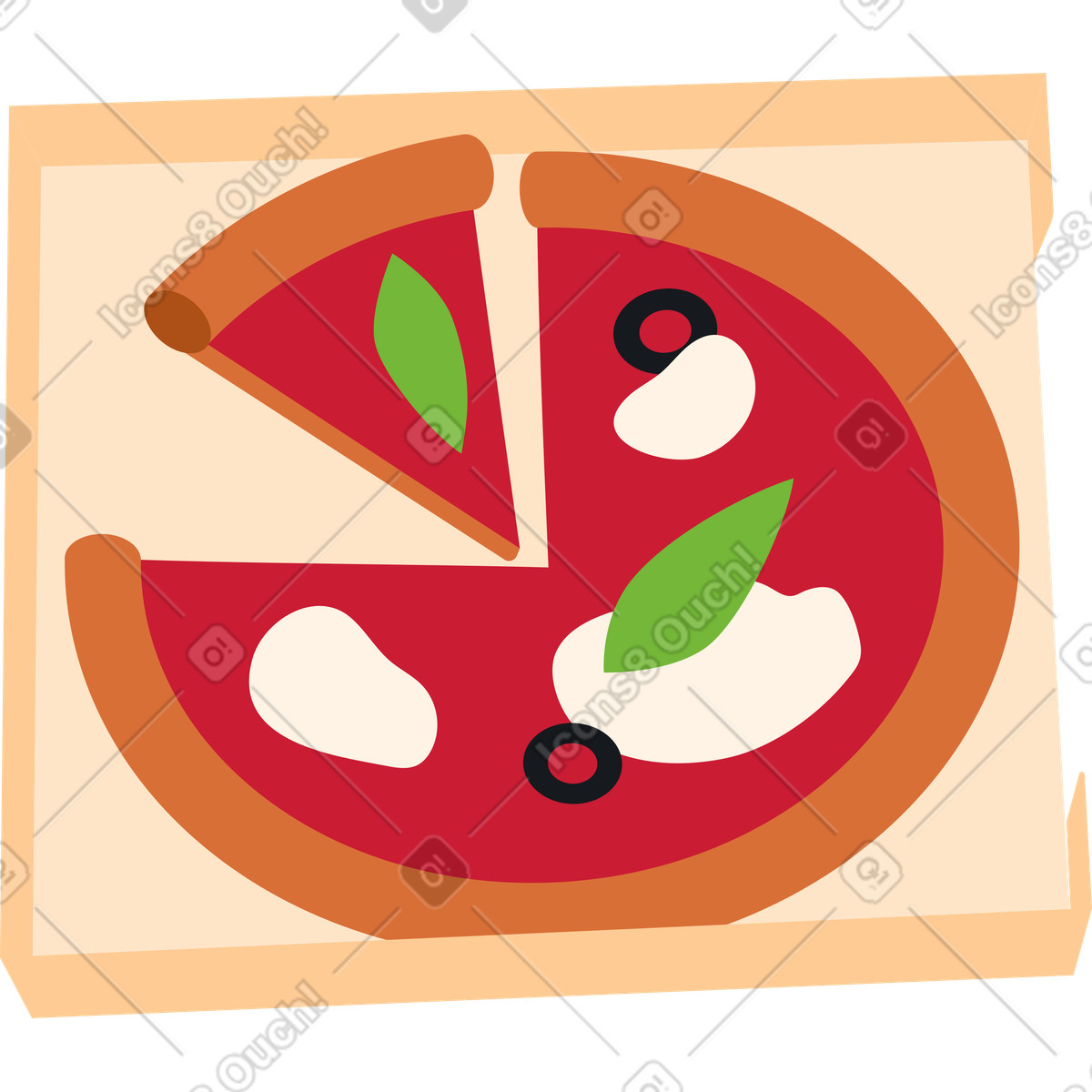 Pizza in scatola illustrazione stile Fizzy scarica PNG, SVG