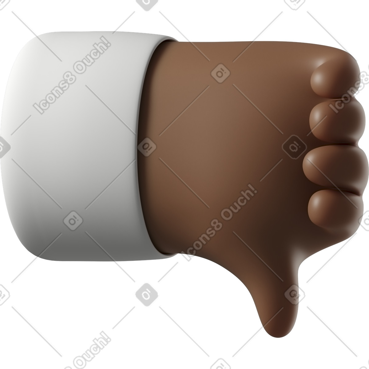 Dark brown skin hand giving a dislike illustration in 3D Hands Fun&Wild style download in PNG, SVG