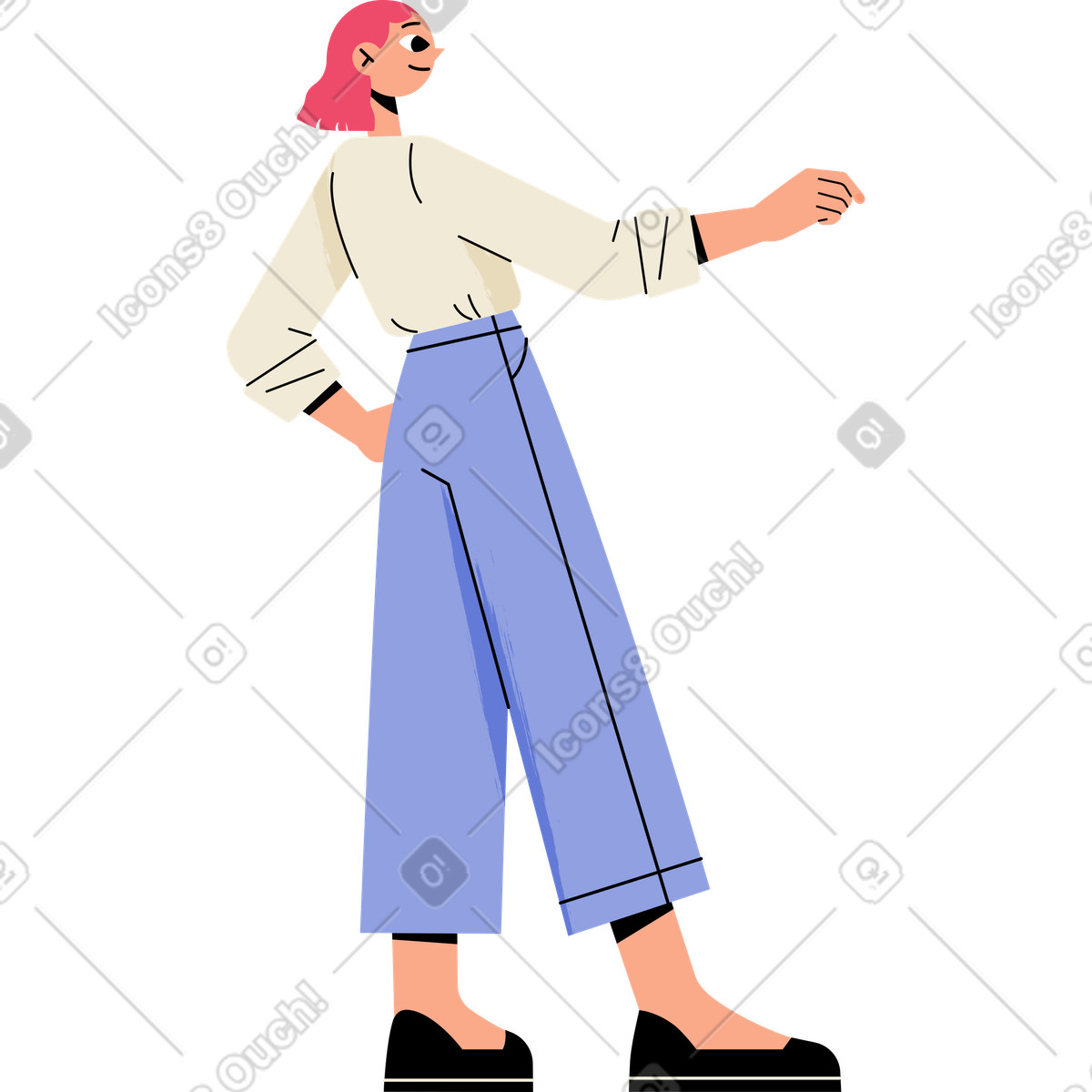 下载 Juicy 风格的 年轻女子举起手 插画，支持 PNG、SVG 格式