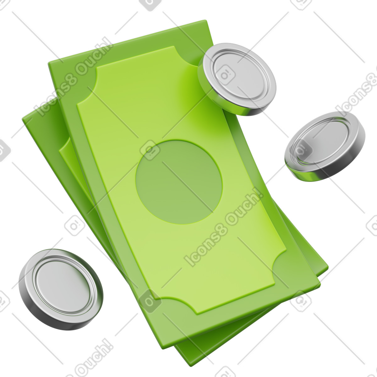 Illustration Financial wealth with cash stack dans le style 3D Playful à télécharger aux formats PNG, SVG