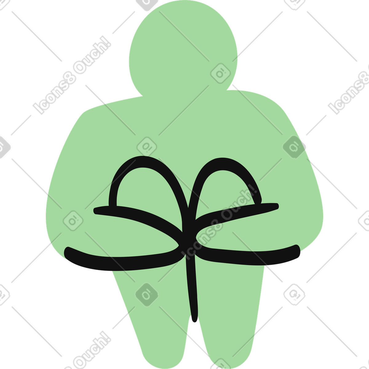 下载 Organic 风格的 Anxiety silhouette with hugging knees symbolizing stress and worry 插画，支持 PNG、SVG 格式