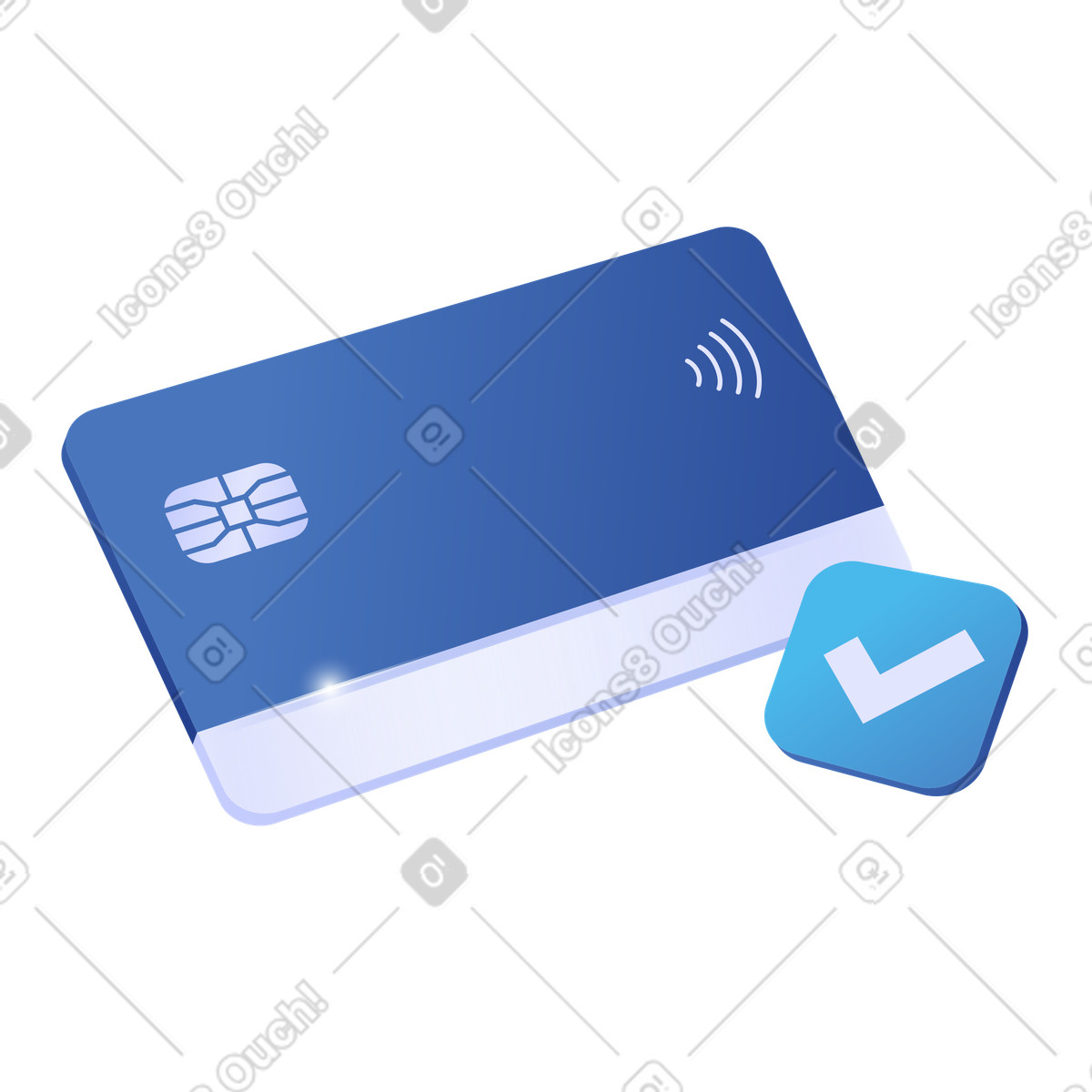 Carta di credito con segno di spunta, approvazione pagamento sicuro illustration in PNG, SVG