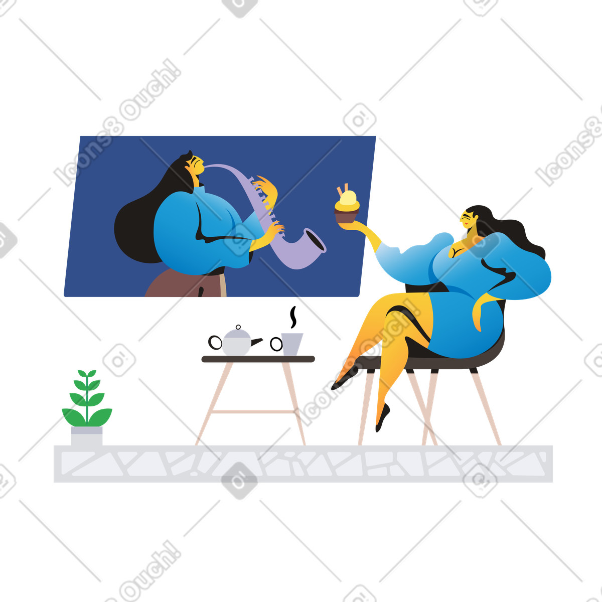 Cinema illustrazione in stile Jaconda scarica in PNG, SVG