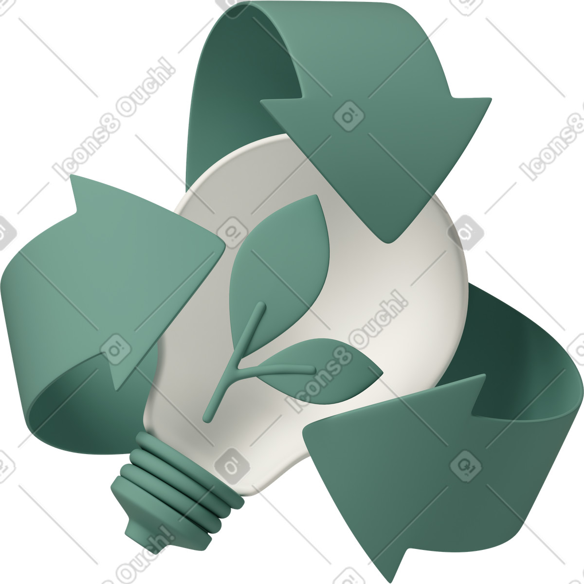 Eco recycle icon with bulb inside illustration in 3D Casual life style download in PNG, SVG