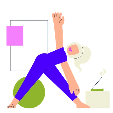 A woman practicing yoga in a colorful setting - Cubes style illustration