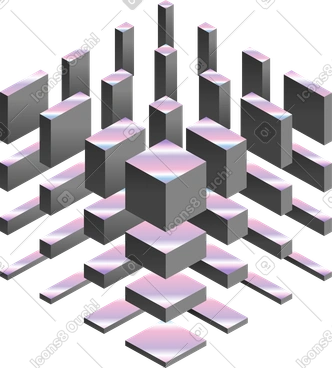 정육면체 패턴으로 배열된 등각 투영 3d 모양 PNG, SVG