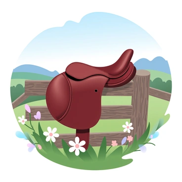 A beautifully crafted leather saddle resting on a wooden fence post in a country setting.