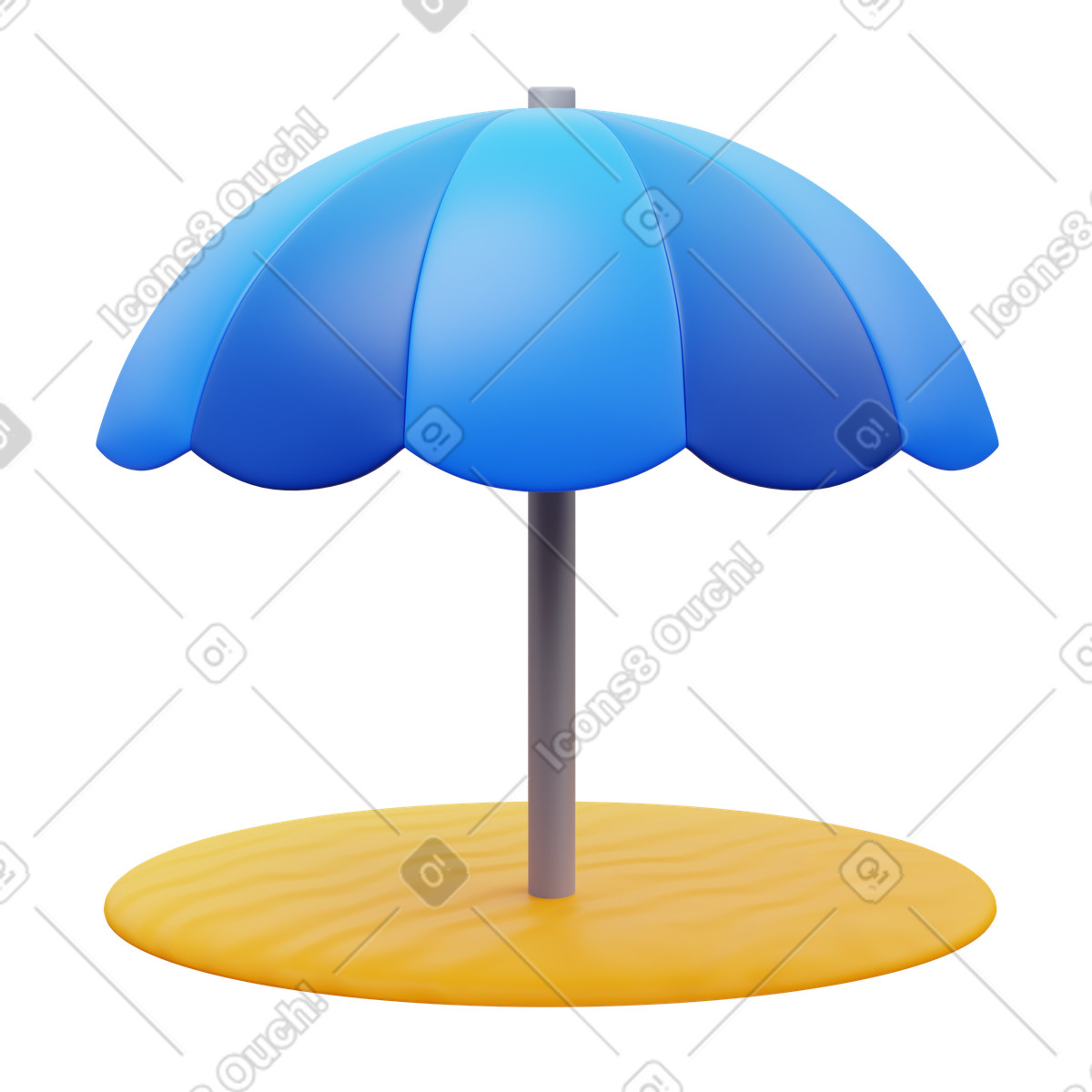 下载 3D Fluency 风格的 沙滩伞 插画，支持 PNG、SVG 格式