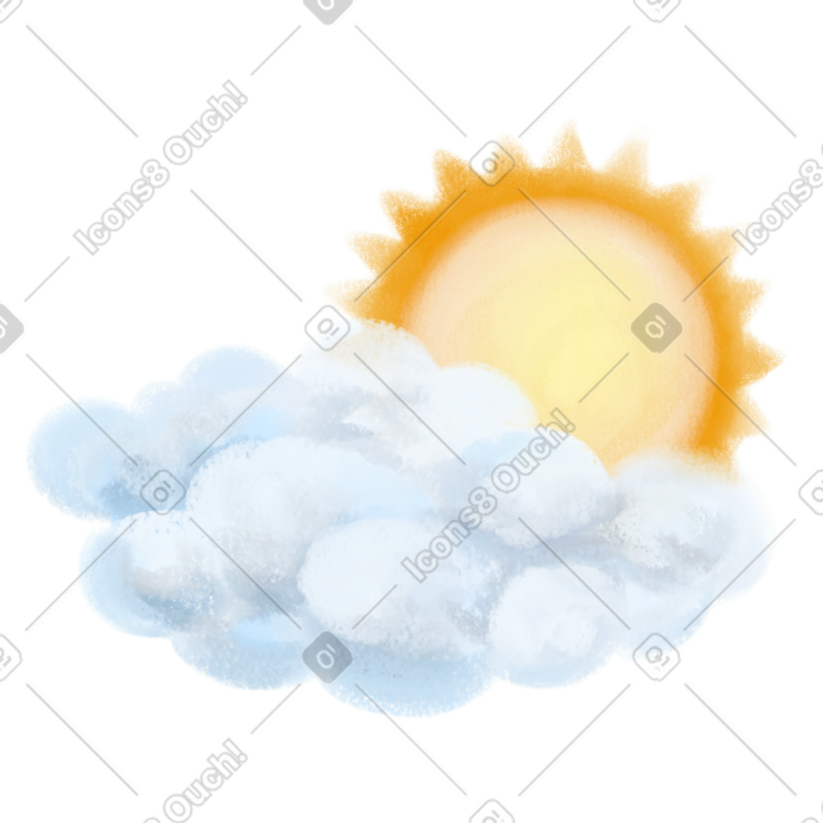 Parzialmente nuvoloso illustrazione in stile Mushy scarica in PNG, SVG