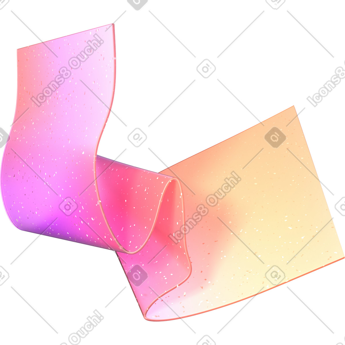 Illustration Long rectangle dégradé froissé dans le style 3D Glassy à télécharger aux formats PNG, SVG