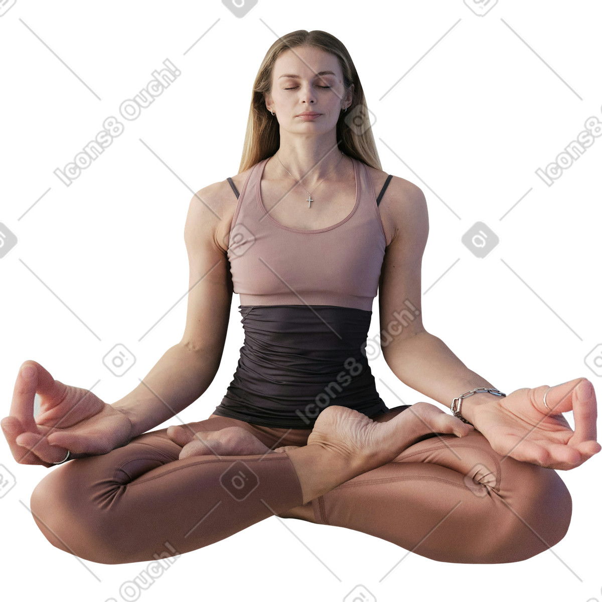 Illustration Femme assise en position du lotus sur le yoga dans style Energy à télécharger aux formats PNG, SVG