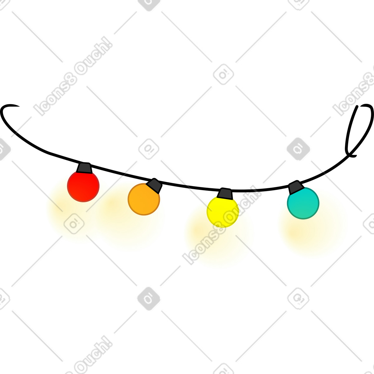 Holiday lights illustration clipart in PNG, SVG, and GIF showcasing festive decorations.