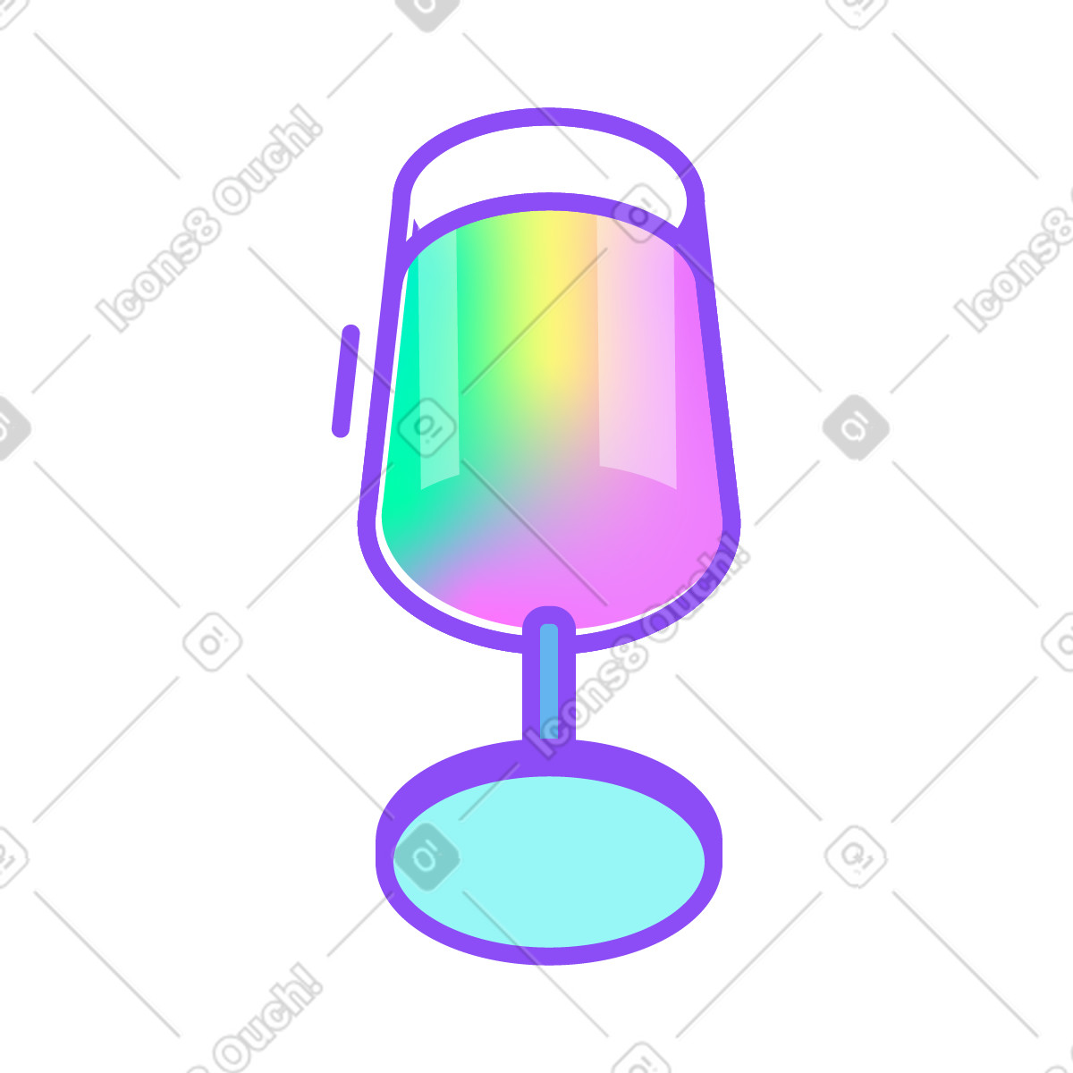 Bicchiere di vino illustrazione in stile Holographic scarica in PNG, SVG