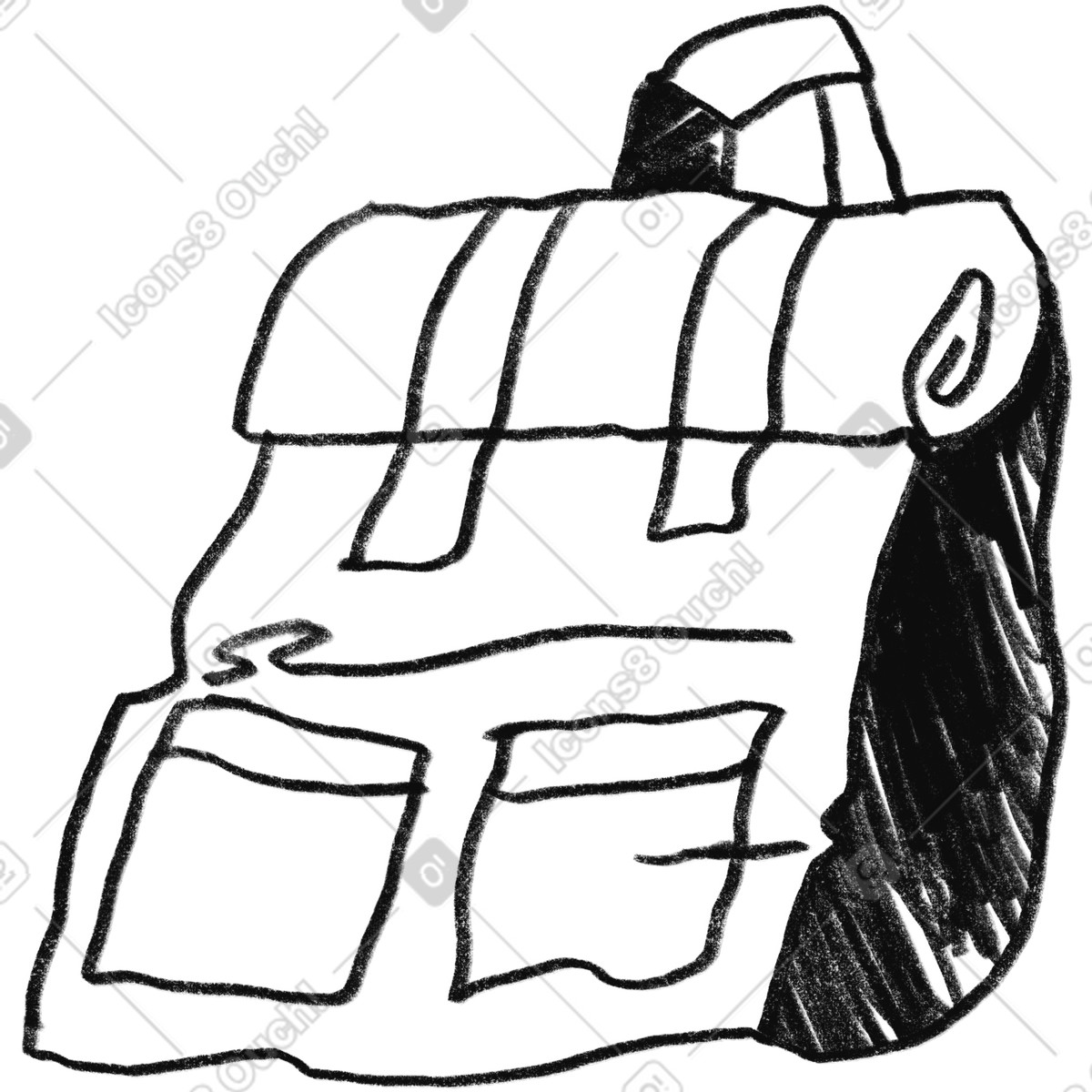Minimal black line backpack illustration in Experimental style download in PNG, SVG