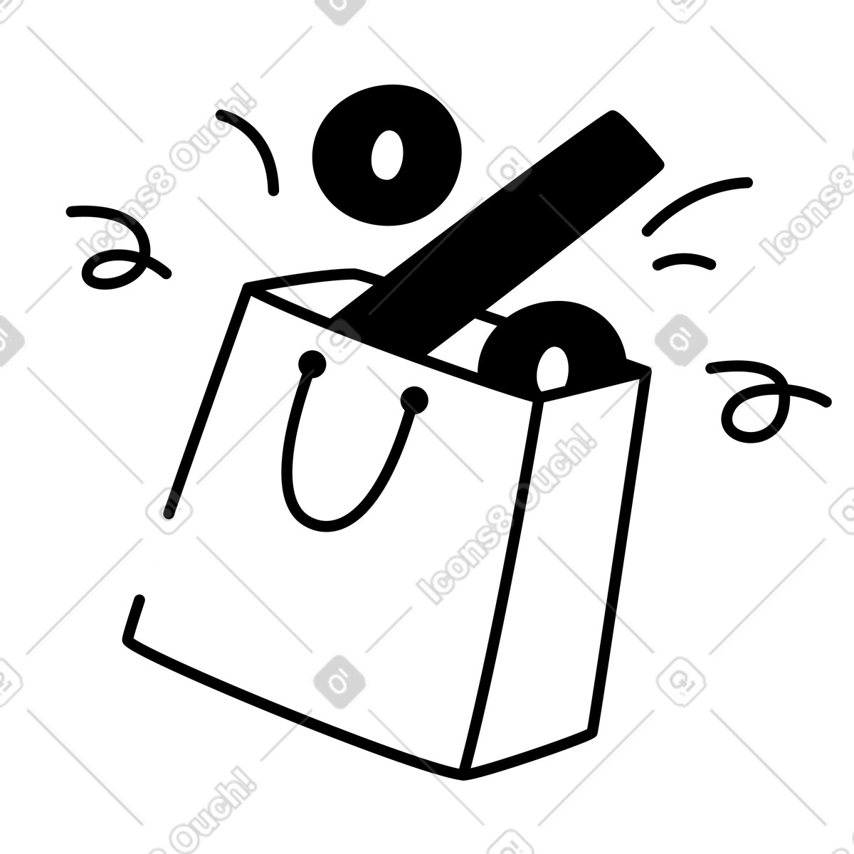Ilustração de Shopping bag with handles and groceries inside simple line drawing em no estilo Notion Art para baixar em PNG, SVG