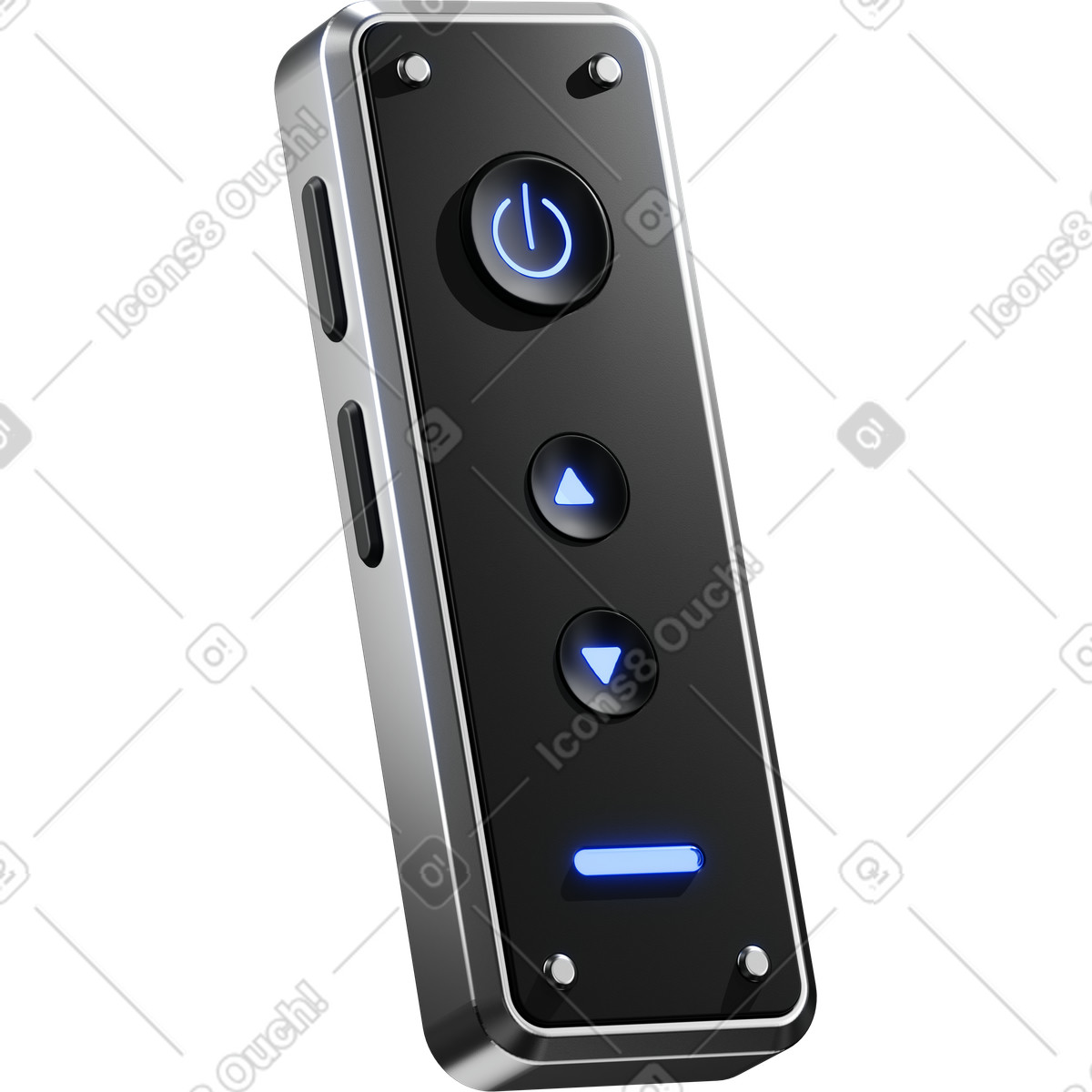 Ilustração de Remote control device with power button and navigation arrow keys em no estilo 3D Metallic para baixar em PNG, SVG