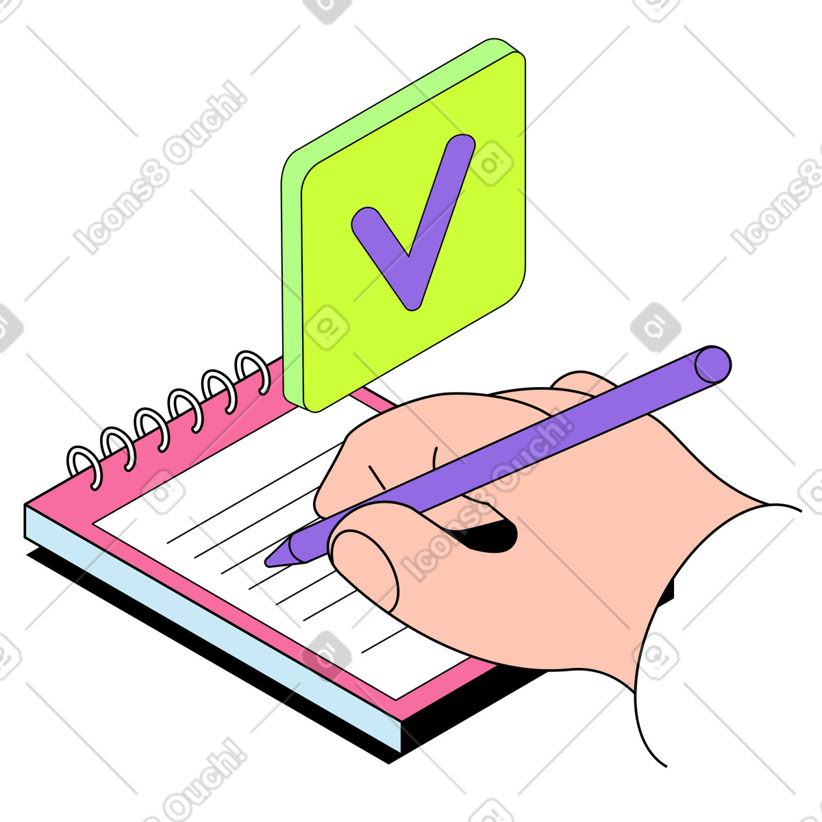 Checking tasks in notepad illustration in PNG, SVG