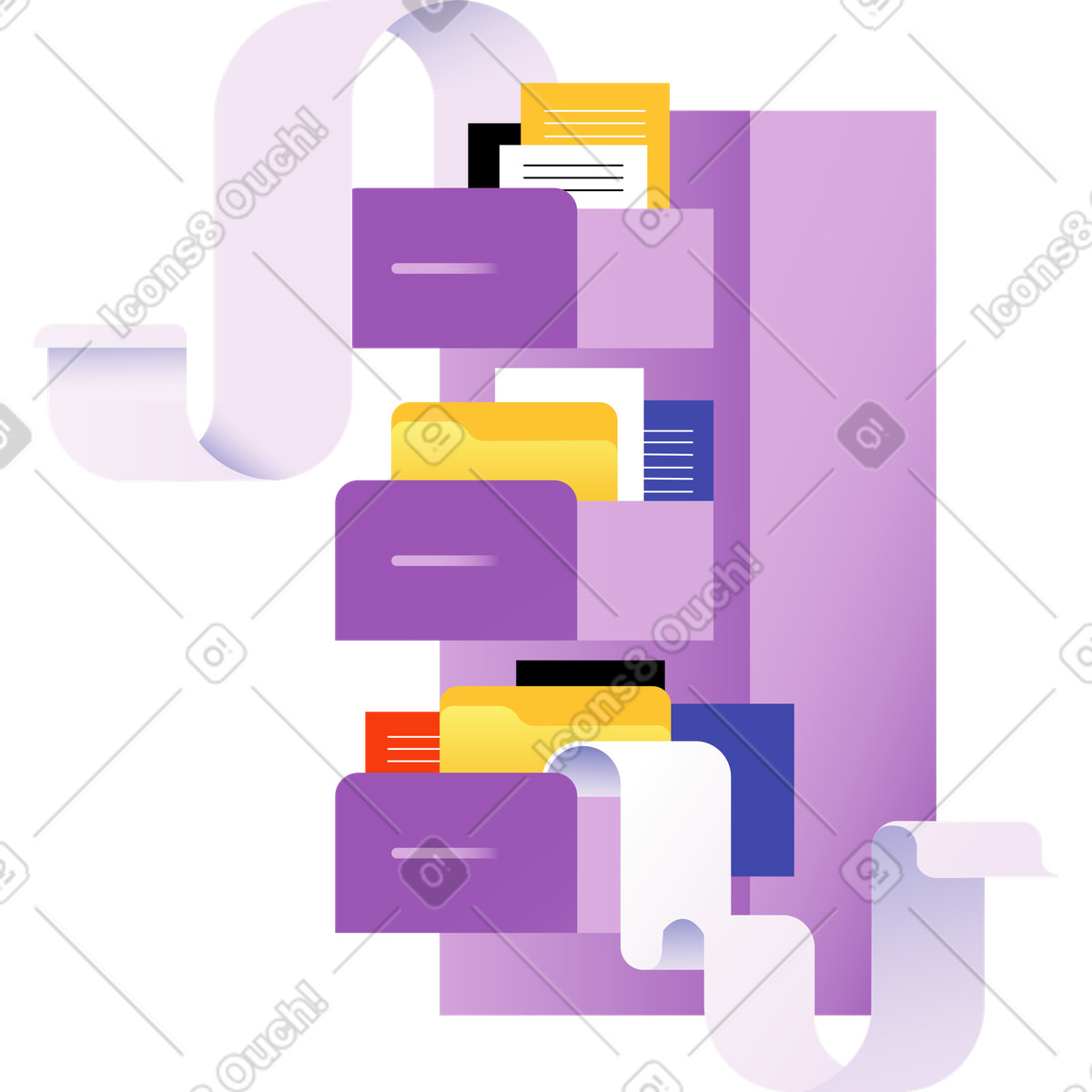 Lavagna da ufficio con molte cartelle illustrazione in stile Wavy scarica in PNG, SVG