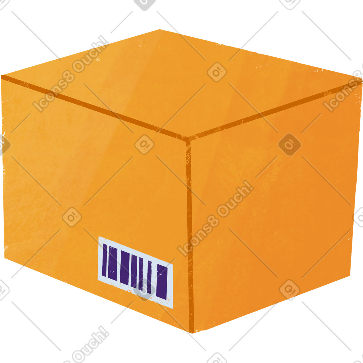 Cardboard container with barcode illustration in Bonbon style download in PNG, SVG