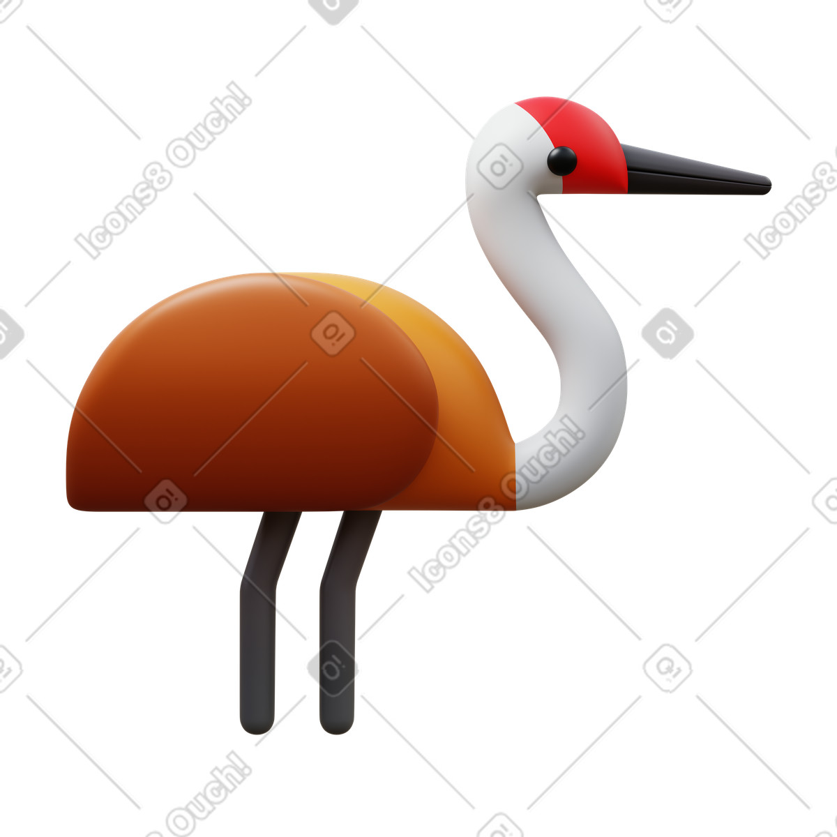 3D Fluency スタイルの Crane bird のイラストをPNG、SVG形式でダウンロード
