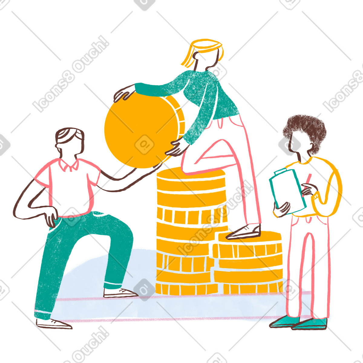 下载 Company 风格的 人们工作和转移资金 插画，支持 PNG、SVG 格式
