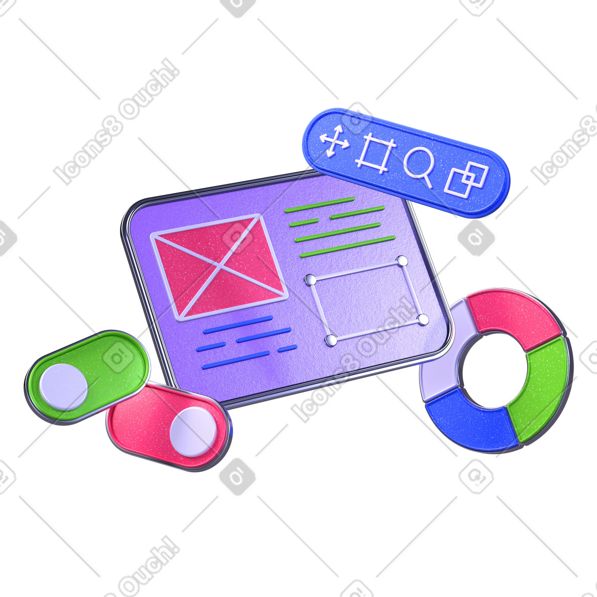 Creating a website with design tools illustration in PNG, SVG
