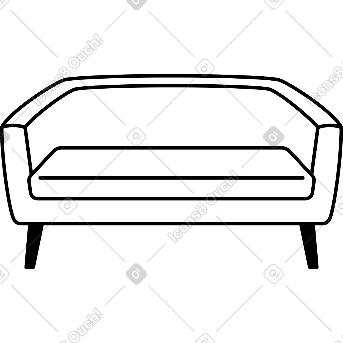 White sofa with two legs-Illustration im Transistor-Stil als Download in PNG, SVG