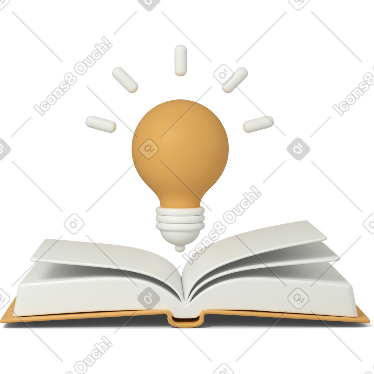Иллюстрация Idea lamp over an open book в стиле 3D Casual life — скачать в форматах PNG, SVG