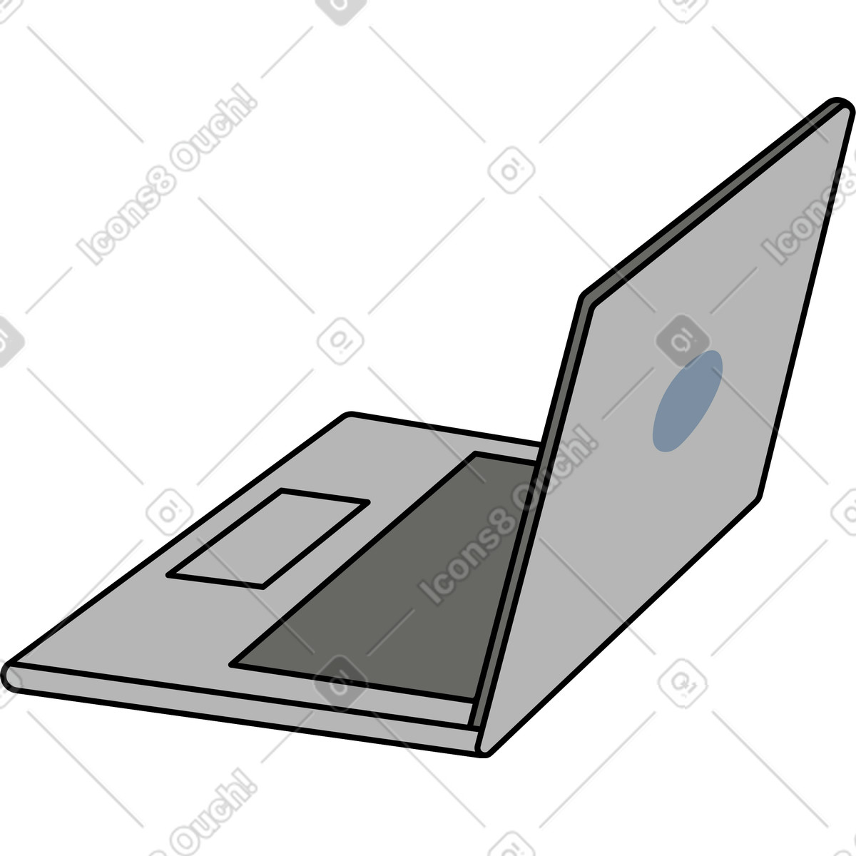 Laptop aperto illustrazione in stile Kindy scarica in PNG, SVG